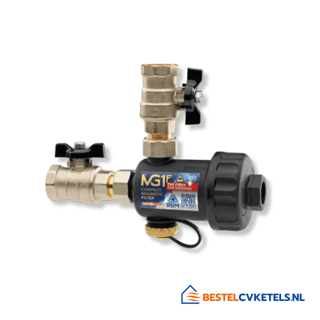 RBM MG1F magnetische vuilafscheider met kogelkranen, modelnummer 37010580